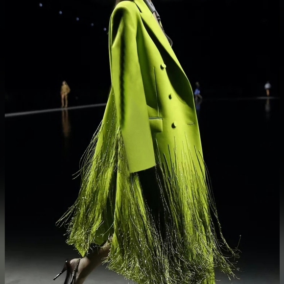 Jackets & Blazers - Patchwork Tassel Jackets For Women Notched Collar Long Sleeve High Waist